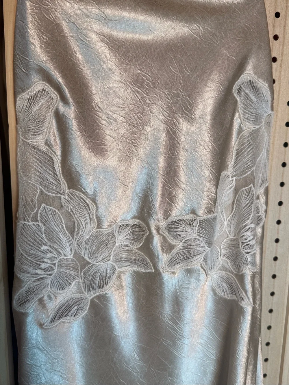 H&M Champagne Metallic Floral Appliqué Open Back Maxi Dress XS Y2K Formal - Picture 4 of 11